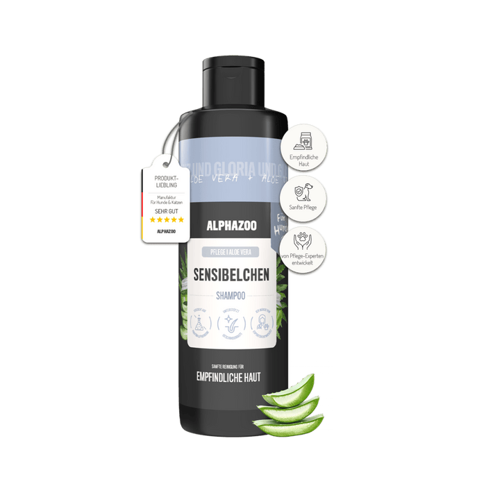 Sensibelchen Shampoo für Hunde 250ml, speziell entwickelt für empfindliche Hundehaut, sanfte Reinigung, Aloe Vera.
