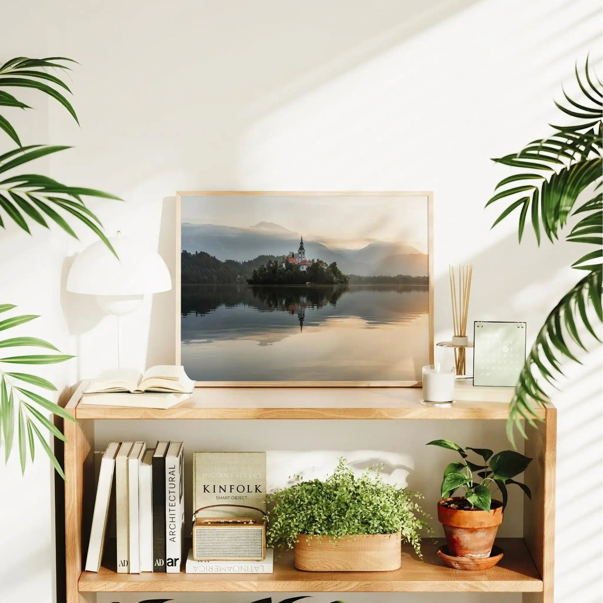 Lake Bled Sunrise Wall Art – Island Church & Reflections Print by Chamonix Prints