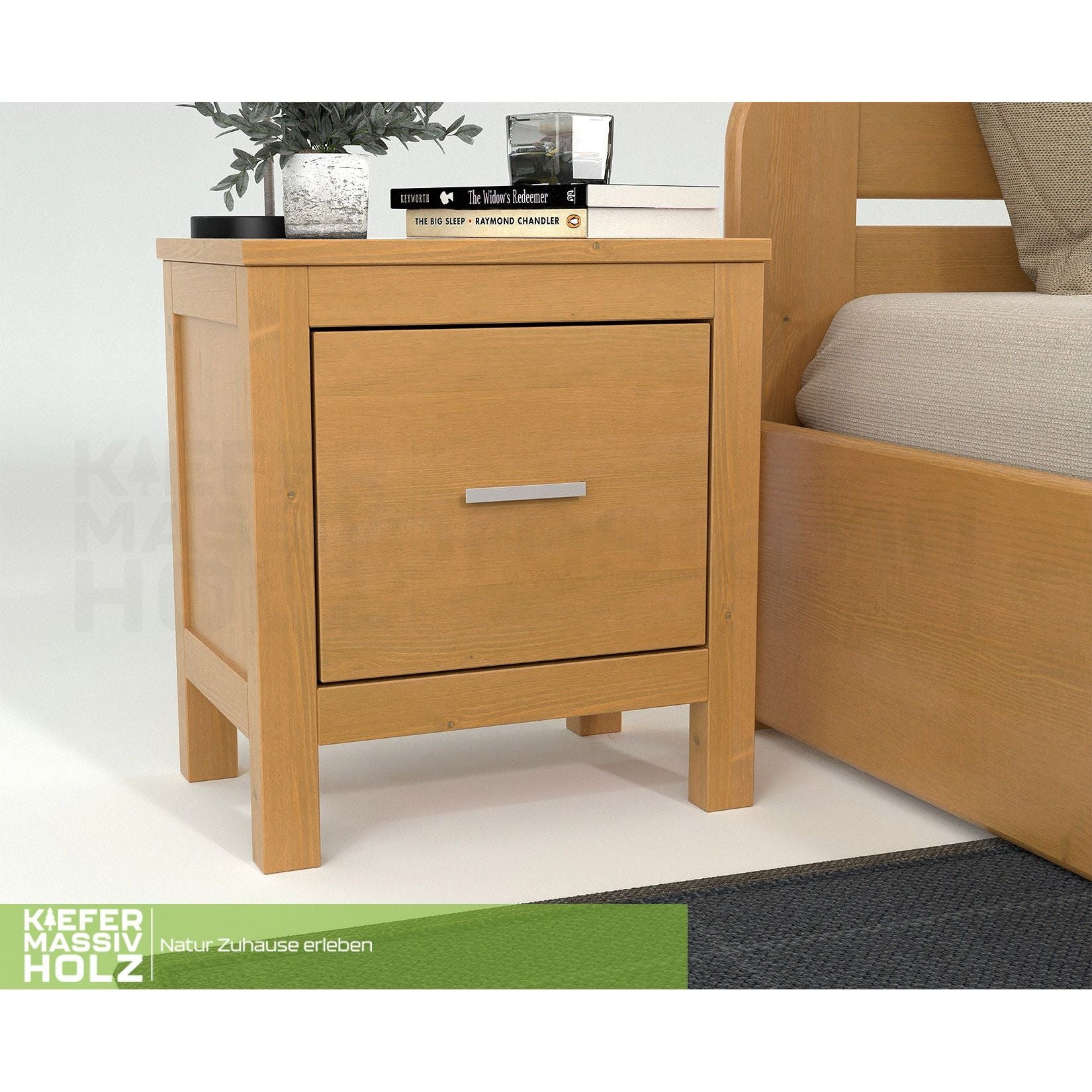 Silage Nachttisch mit Schublade Premium Line | 100% Bio Kiefer Massivholz