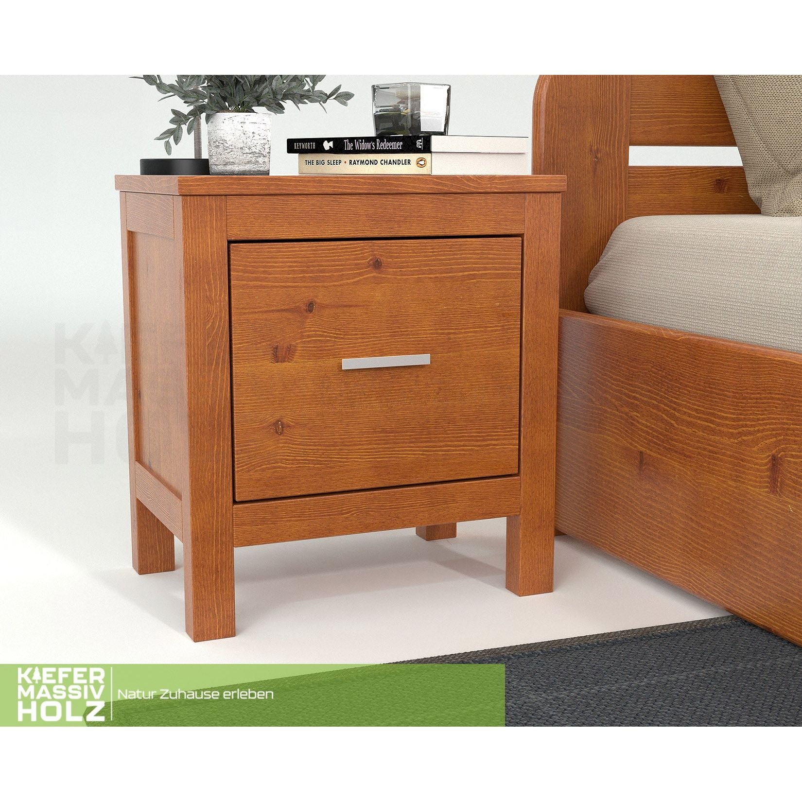 Silage Nachttisch mit Schublade Premium Line | 100% Bio Kiefer Massivholz