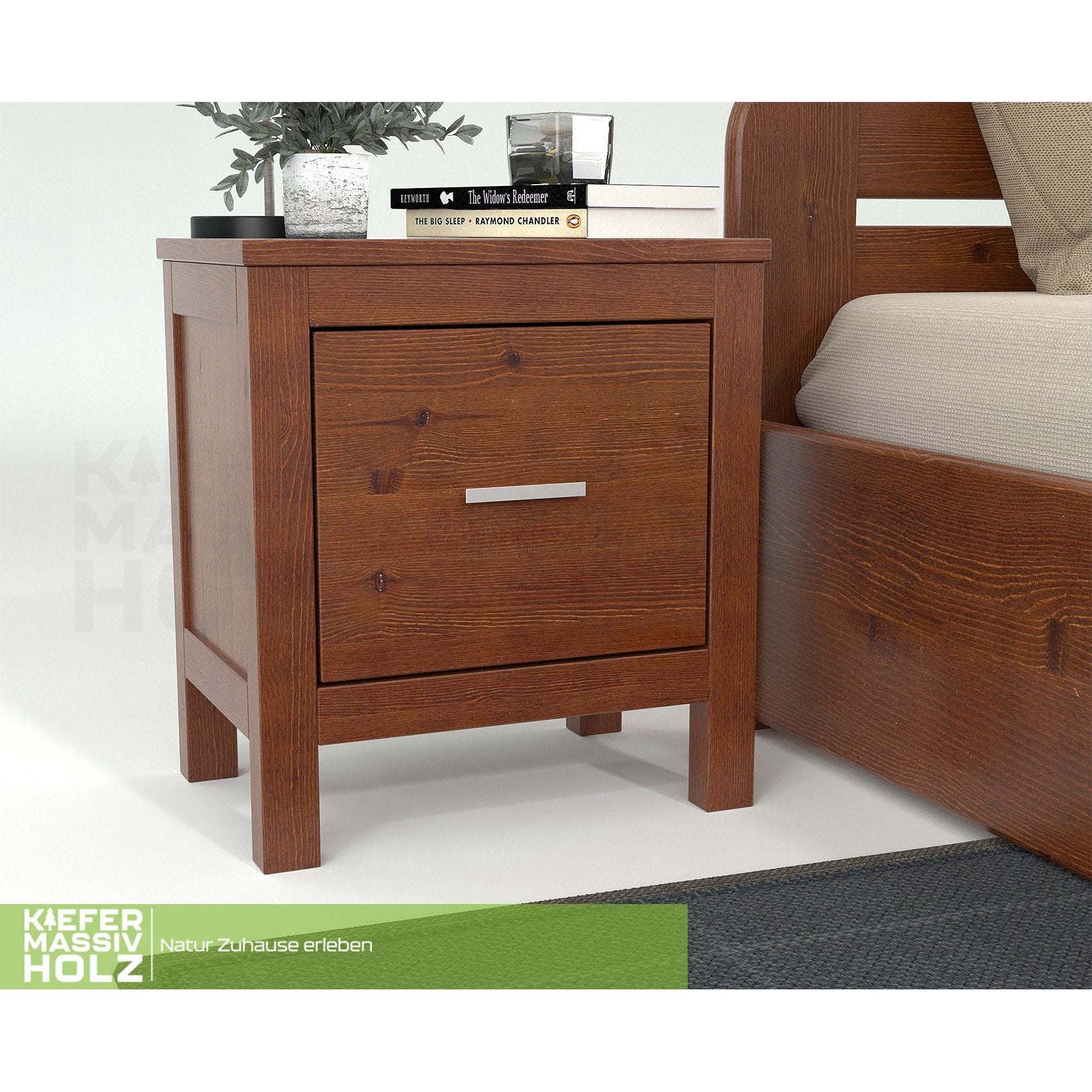 Silage Nachttisch mit Schublade Premium Line | 100% Bio Kiefer Massivholz