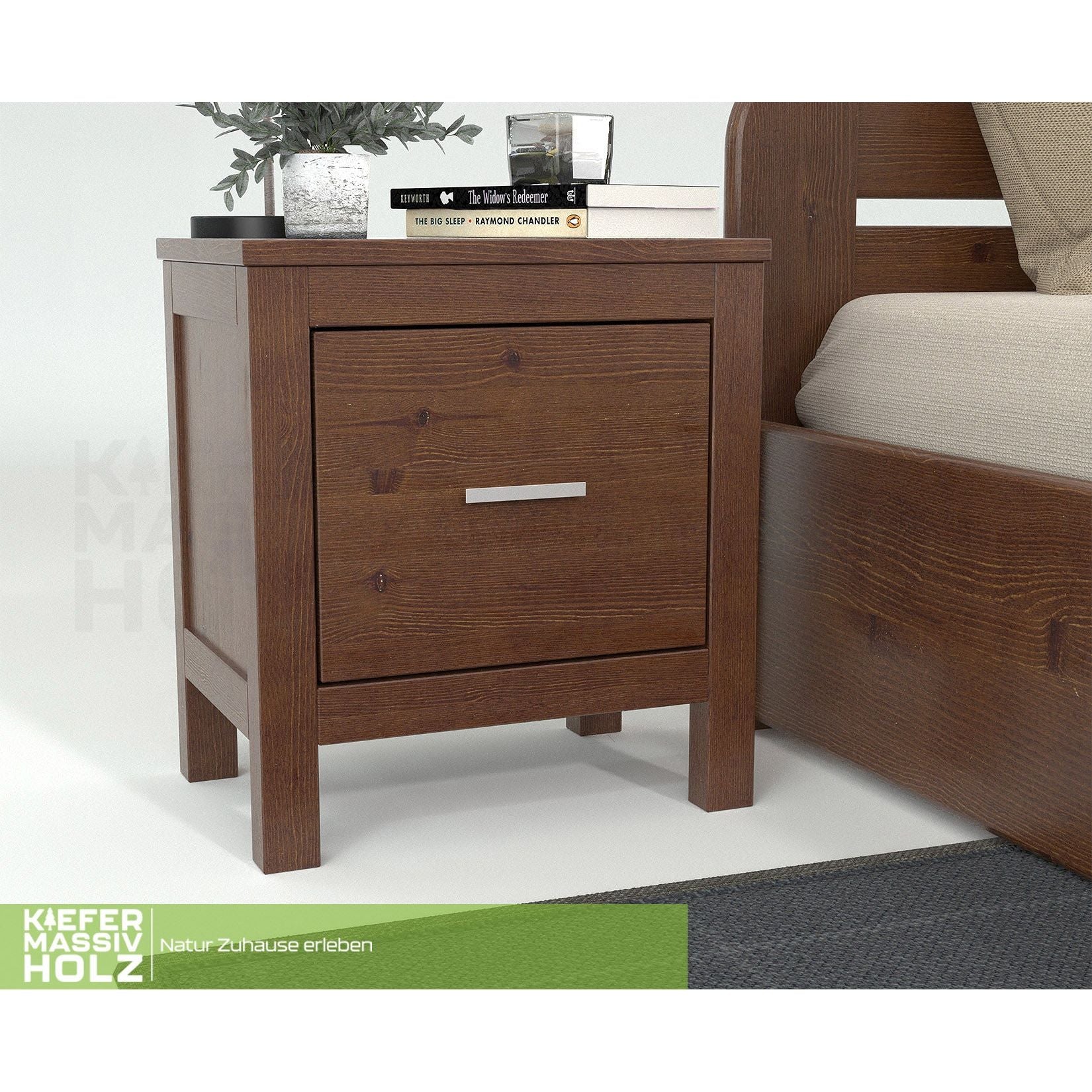 Silage Nachttisch mit Schublade Premium Line | 100% Bio Kiefer Massivholz