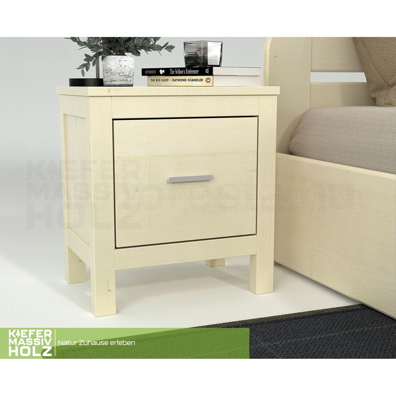 Silage Nachttisch mit Schublade Premium Line | 100% Bio Kiefer Massivholz