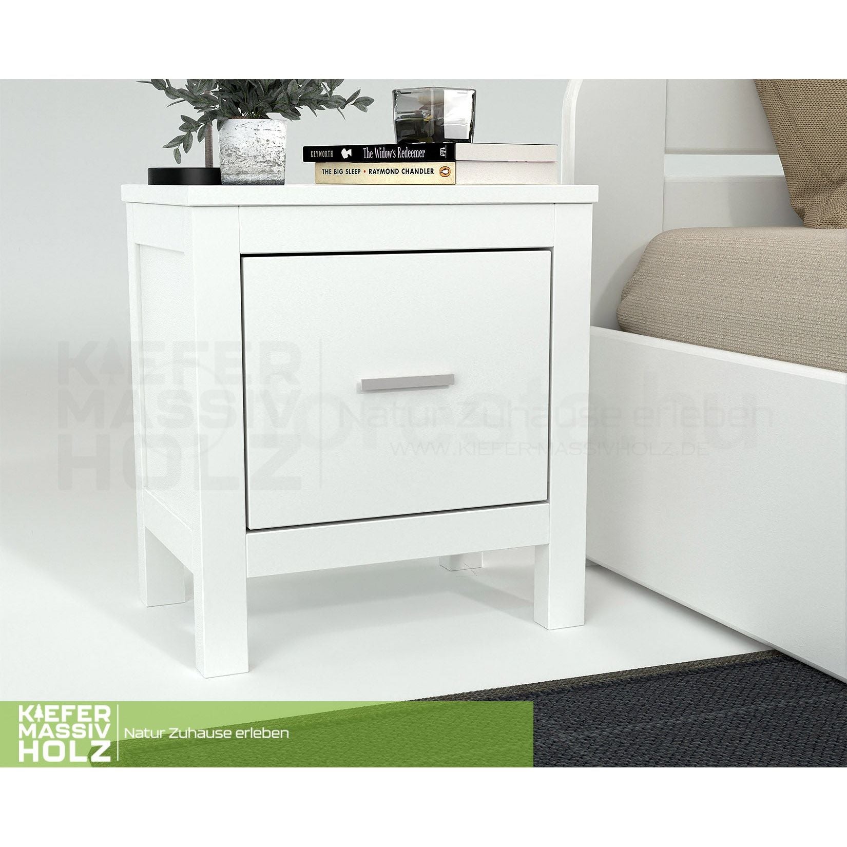 Silage Nachttisch mit Schublade Premium Line | 100% Bio Kiefer Massivholz