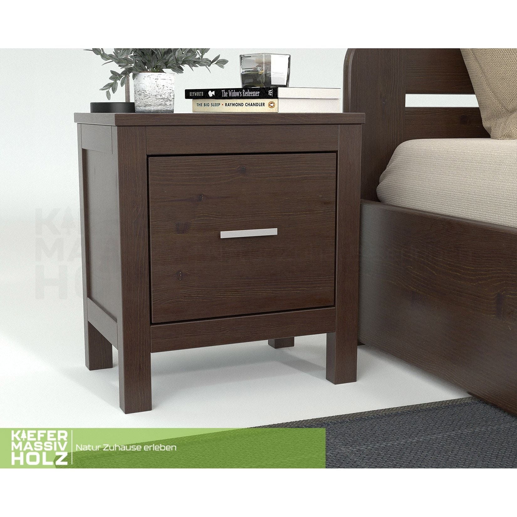 SALE Silage Nachttisch mit Schublade Premium Line Natur | 100% Bio Kiefer Massivholz