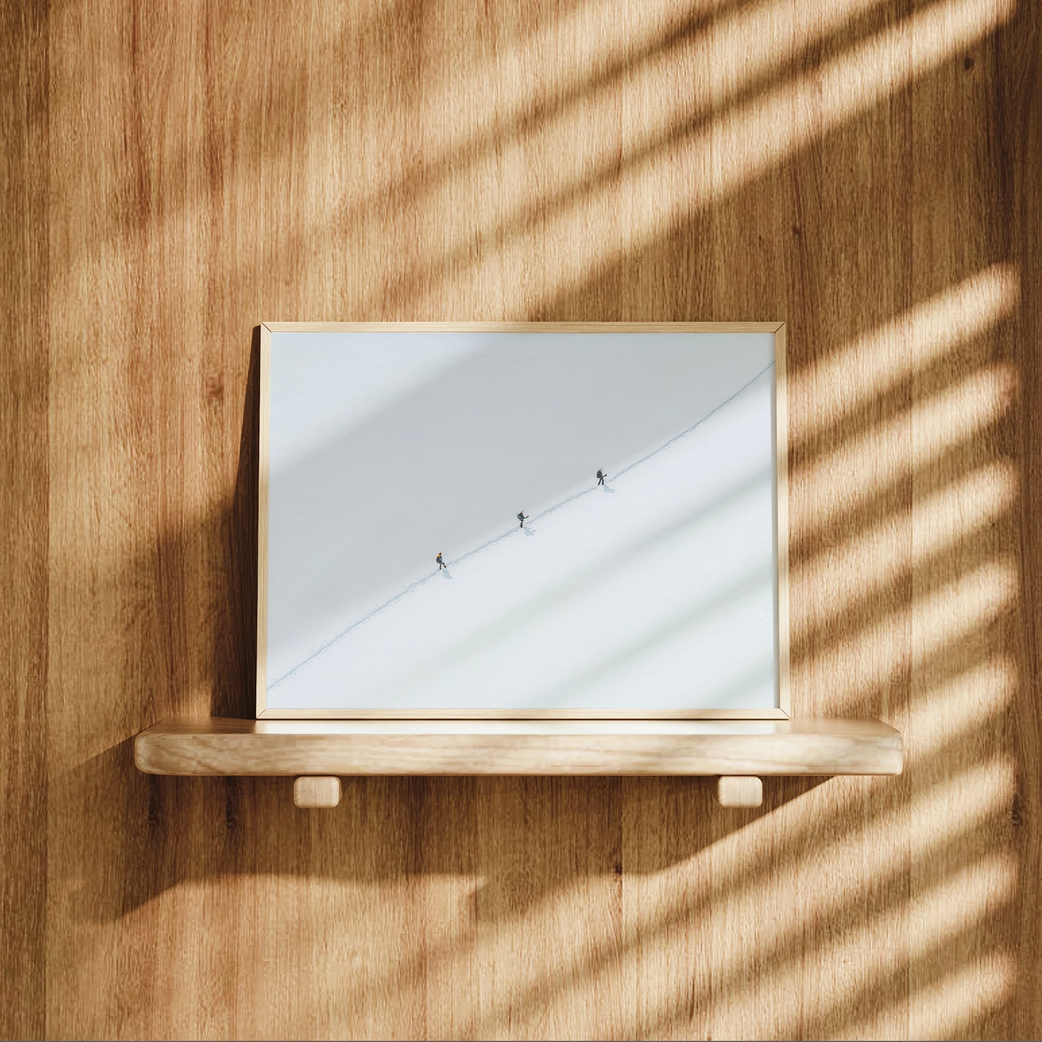 Three Mountaineers Traversing Vallee Blanche | Chamonix Wall Art