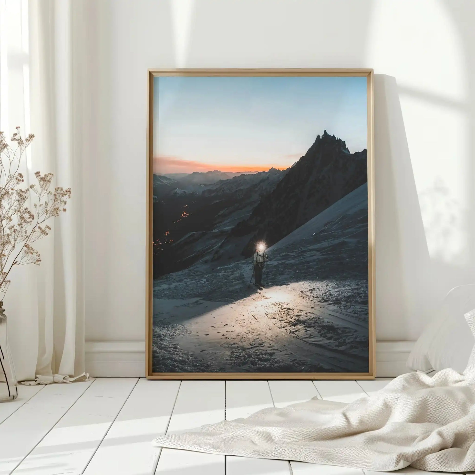 Mountaineer on Grands Mulets Route to Mont Blanc – Chamonix Art Print by Chamonix Prints