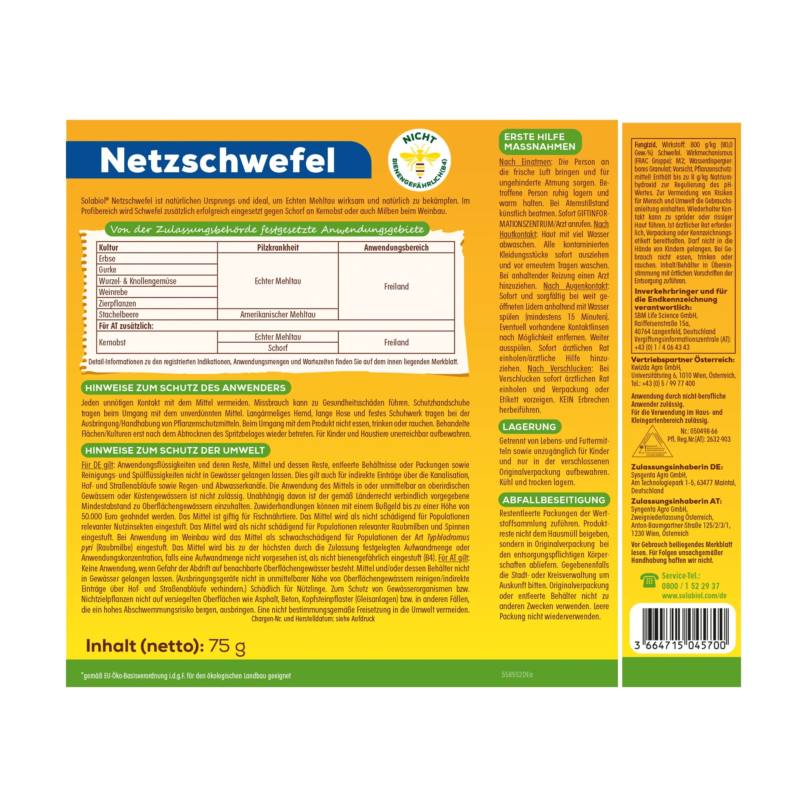 Solabiol Netzschwefel 5 x 15 g an Obst, Gemüse und Zierpflanzen einsetzbar - Japankoi.net