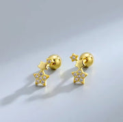 Ohrstecker aus Edelstahl, Sternchen mit Strasssteinchen, 5mm