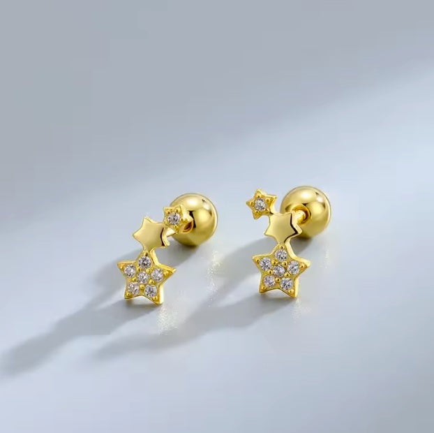 Ohrstecker aus Edelstahl, Sternchen mit Strasssteinchen, 5mm