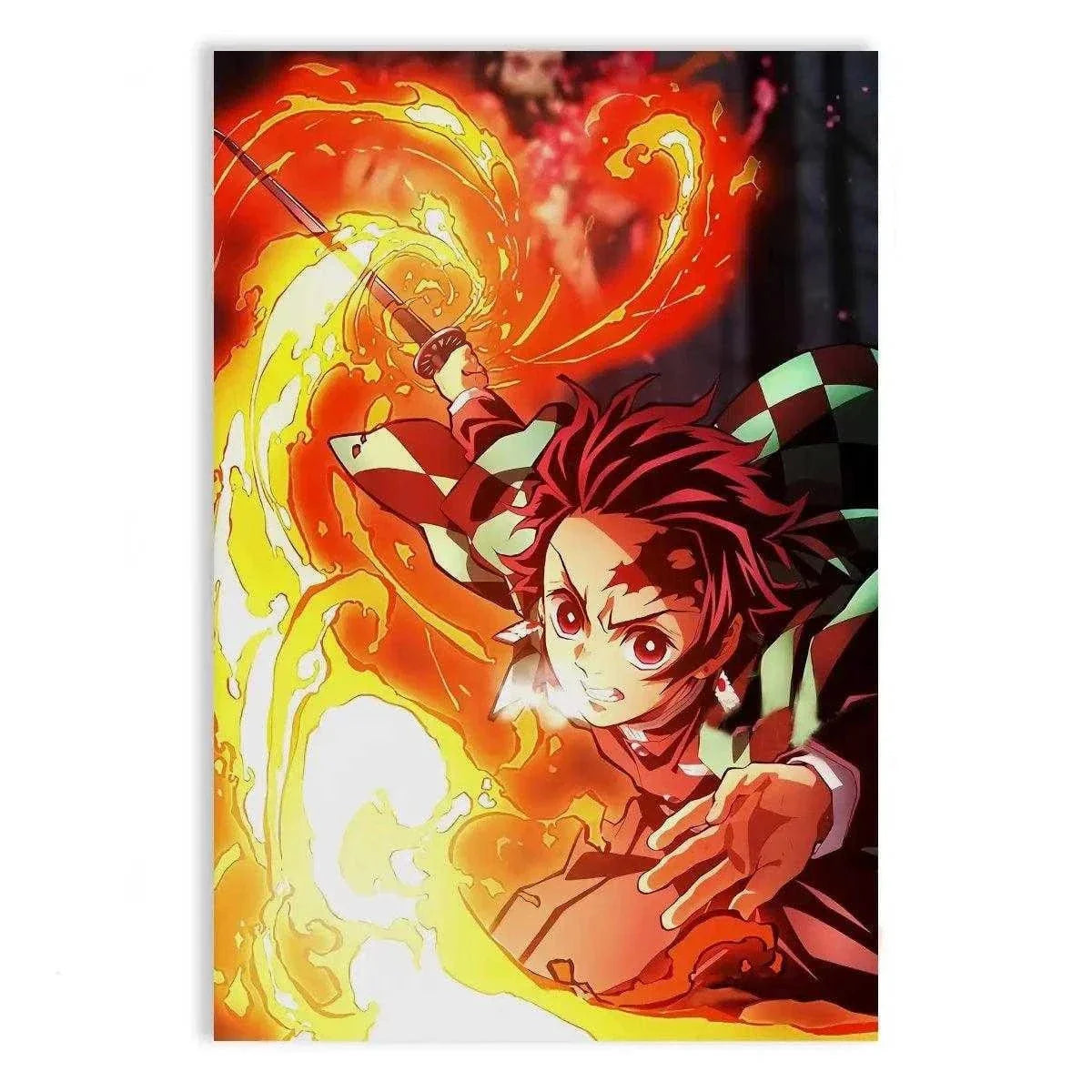 Tanjiro Fire Breathing - Demon Slayer - Anime Leinwandbild by SimpleCanvas