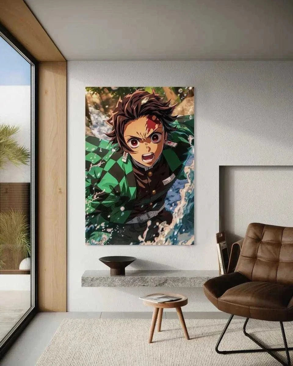 Tanjiro Water Breathing - Demon Slayer - Anime Leinwandbild by SimpleCanvas