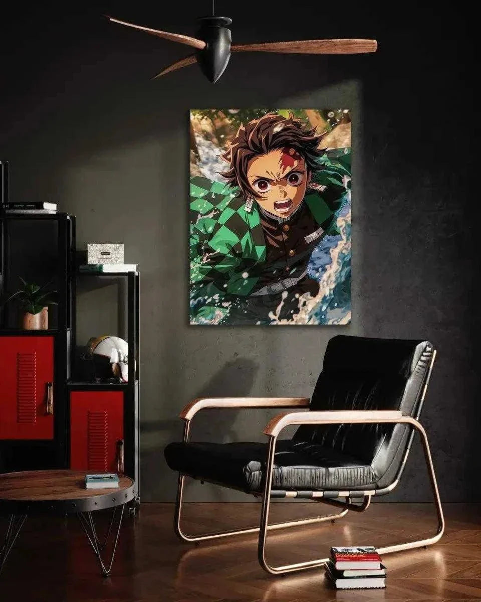 Tanjiro Water Breathing - Demon Slayer - Anime Leinwandbild by SimpleCanvas