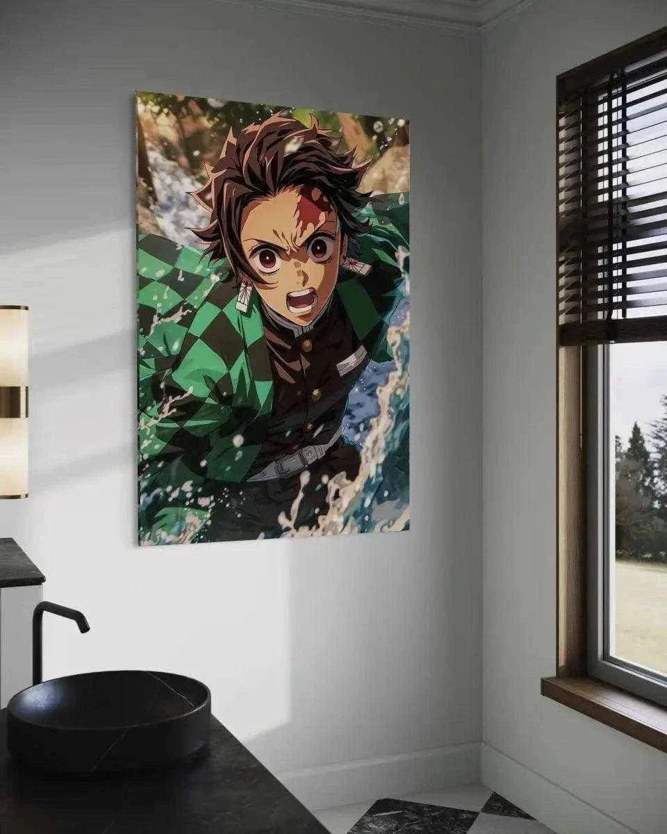 Tanjiro Water Breathing - Demon Slayer - Anime Leinwandbild by SimpleCanvas
