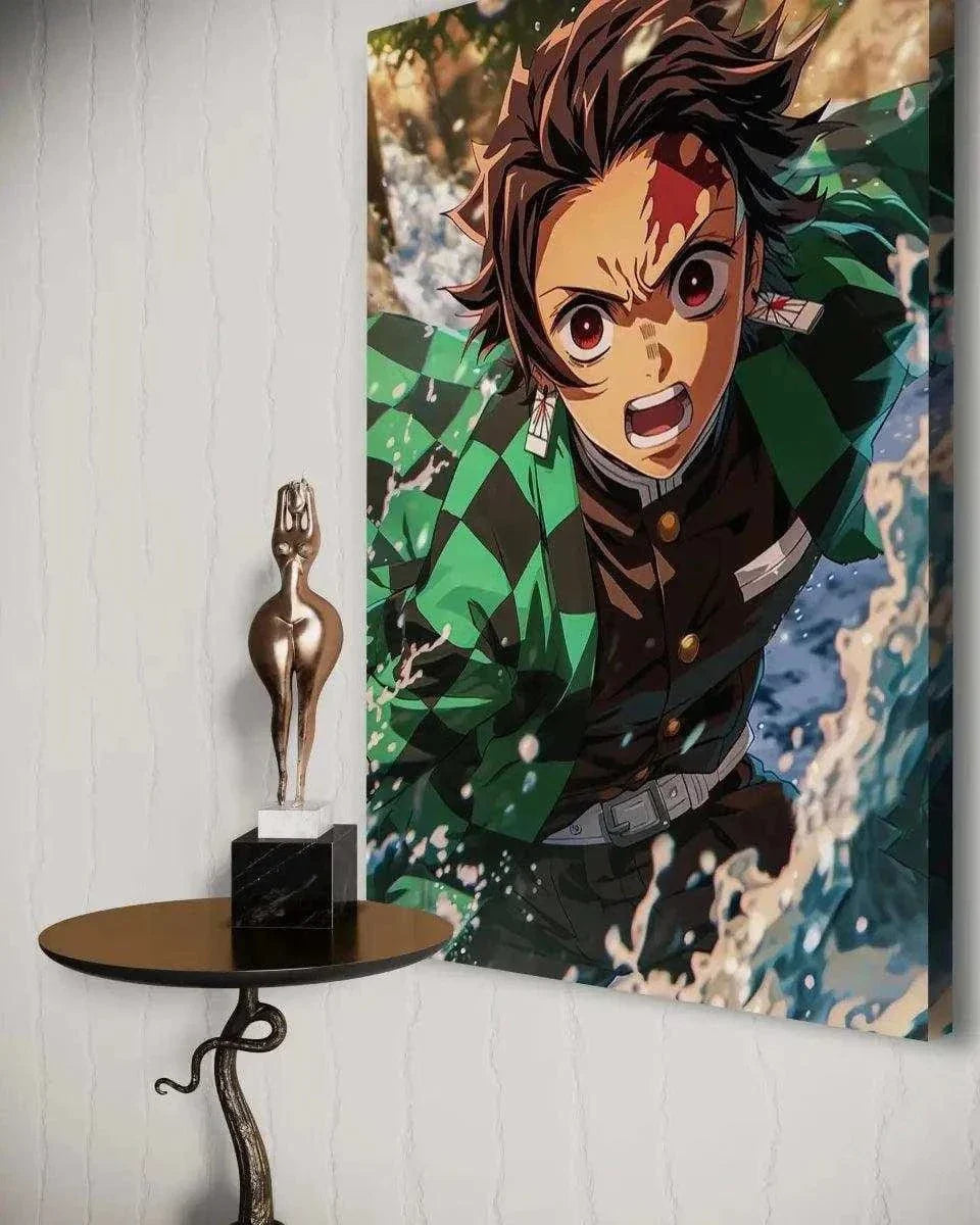 Tanjiro Water Breathing - Demon Slayer - Anime Leinwandbild by SimpleCanvas