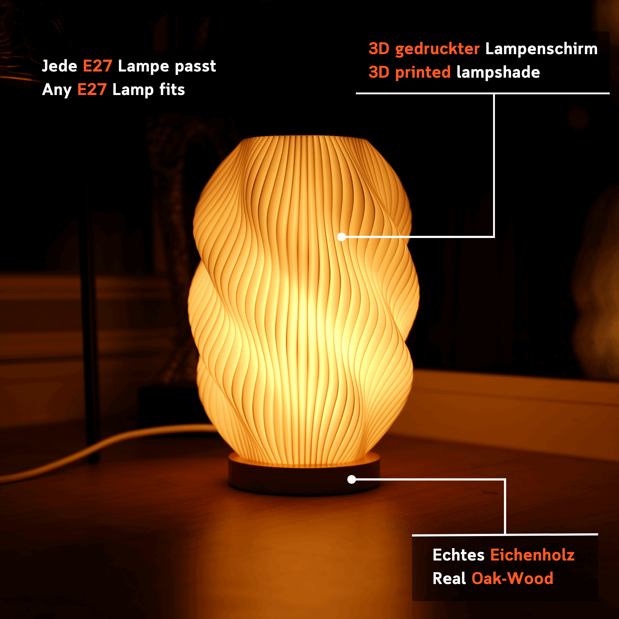 Twuro Lampe Mit Welligem Lichtdesign Für Eine Warme Gemütliche Atmosphäre In Jedes Zimmer Wohnzimmer Schlafzimmer