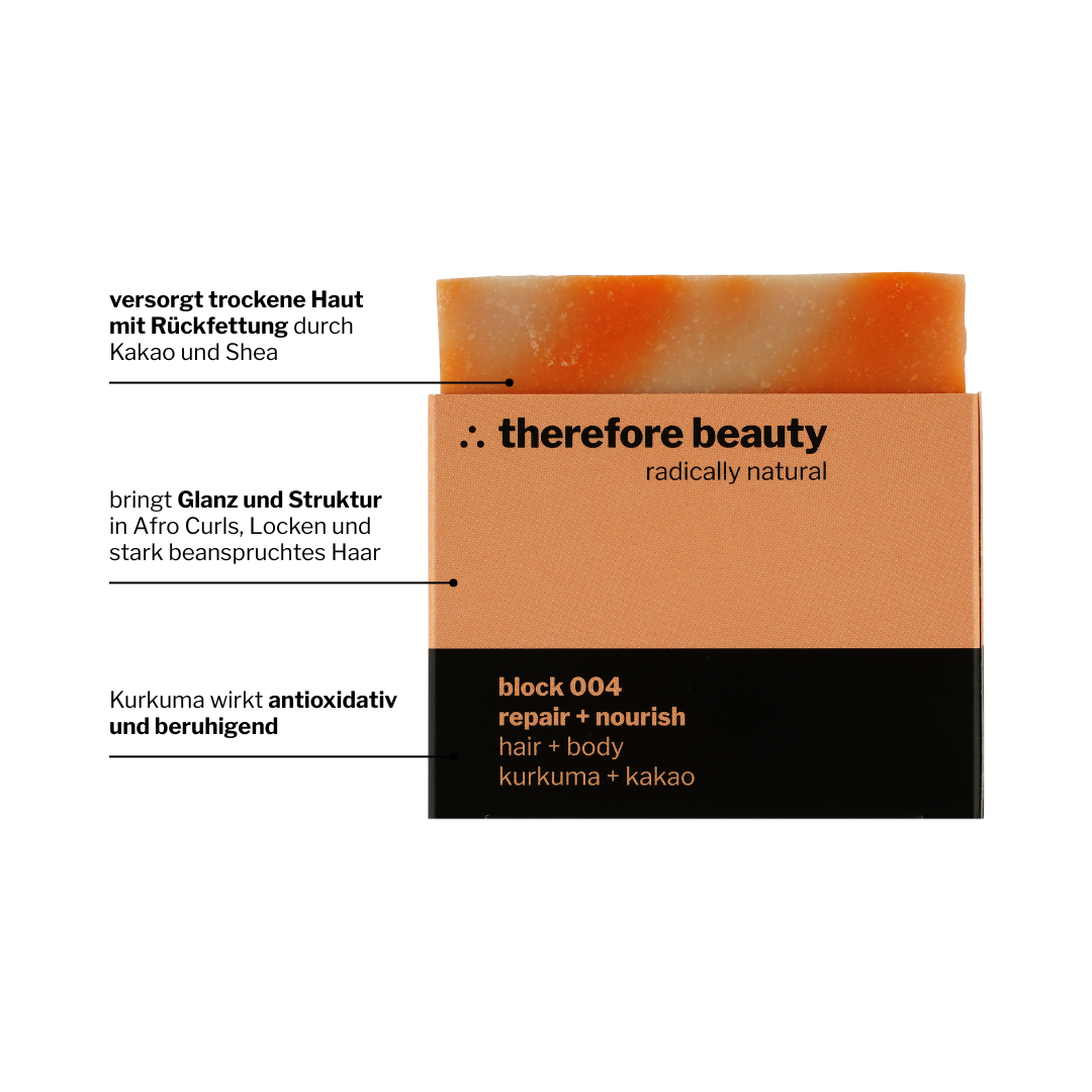 Seife Block 004 Regenerierende Bio Seife Für Trockene Haut Und Starke Curls Afro Mit Kurkuma Kakao Haar Und Körper