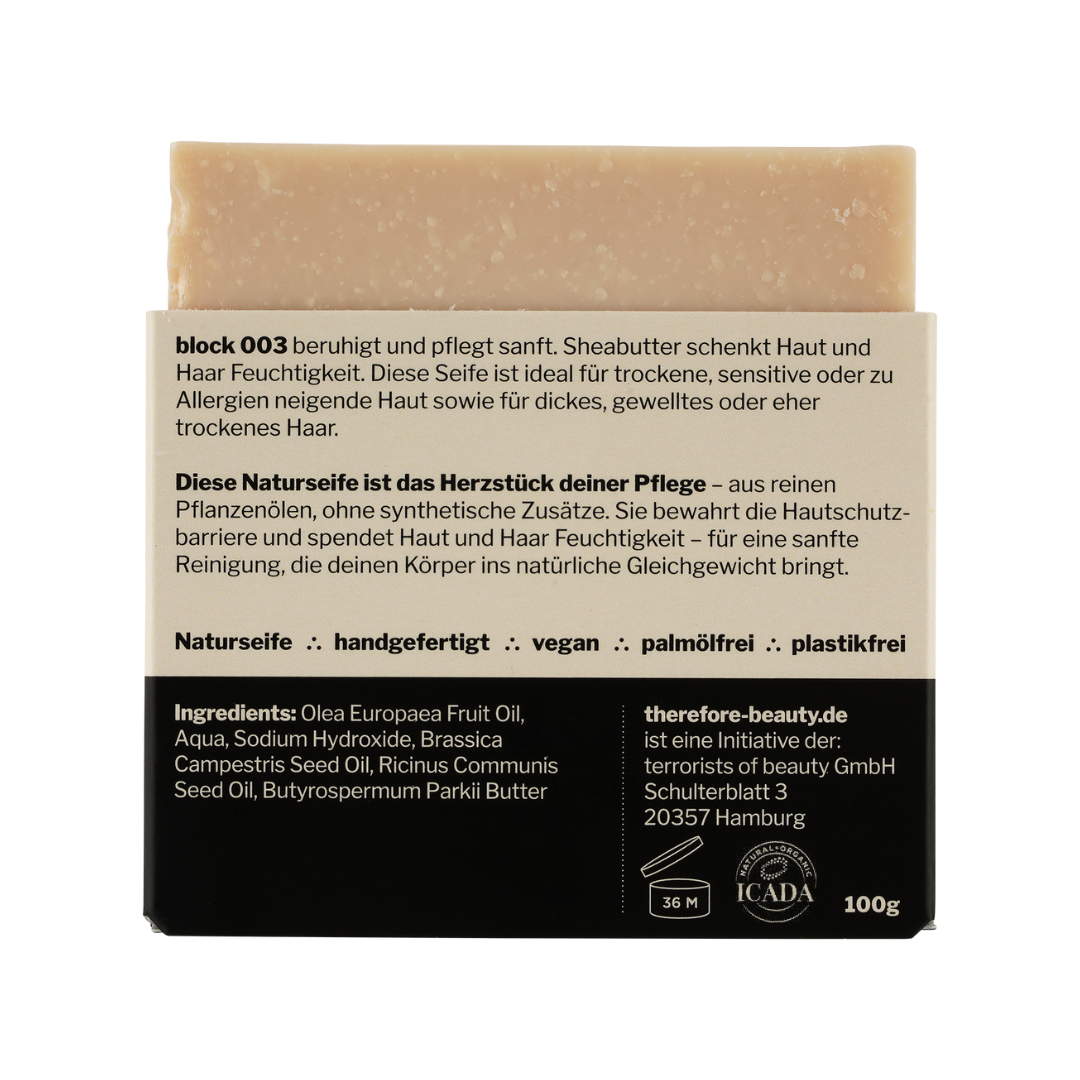 Seife Block 003 Trockene Haut Sensible Haut Locken Dickem Haar mit Sheabutter Intensive Pflege Gesicht Körper Haar