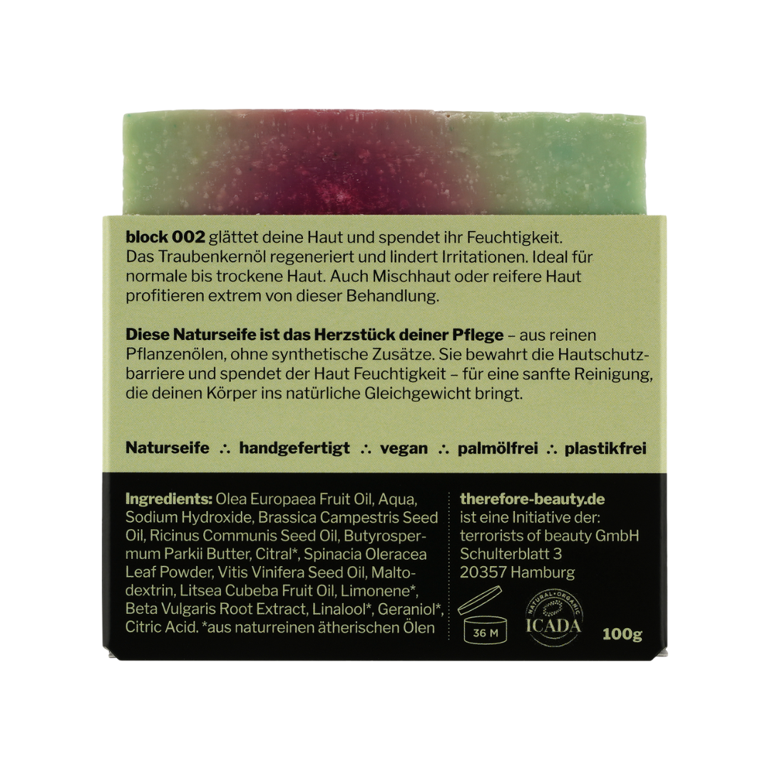 Bio Seife Block 002 Mit Traubenkernöl Für Gesicht Und Körper Sanft Rückfettend Für Reife Haut Und Mischhaut