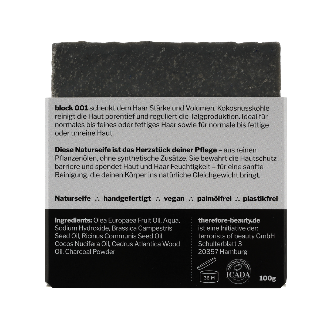 Schwarze Bio Seife Mit Kokosnusskohle Aktivkohle Und Zedernöl Für Haar Haut Körper Block 001 Talgregulierend Klärend