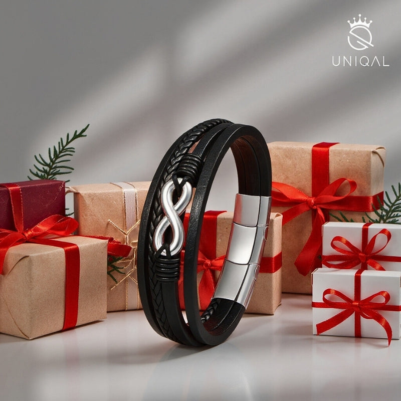 NICE Lederarmband Aus Echtem Schwarzem Rindleder Mit Edelstahl Besatz Unisex Gravierbar Größen 19 21 23 Cm Gratis Etui