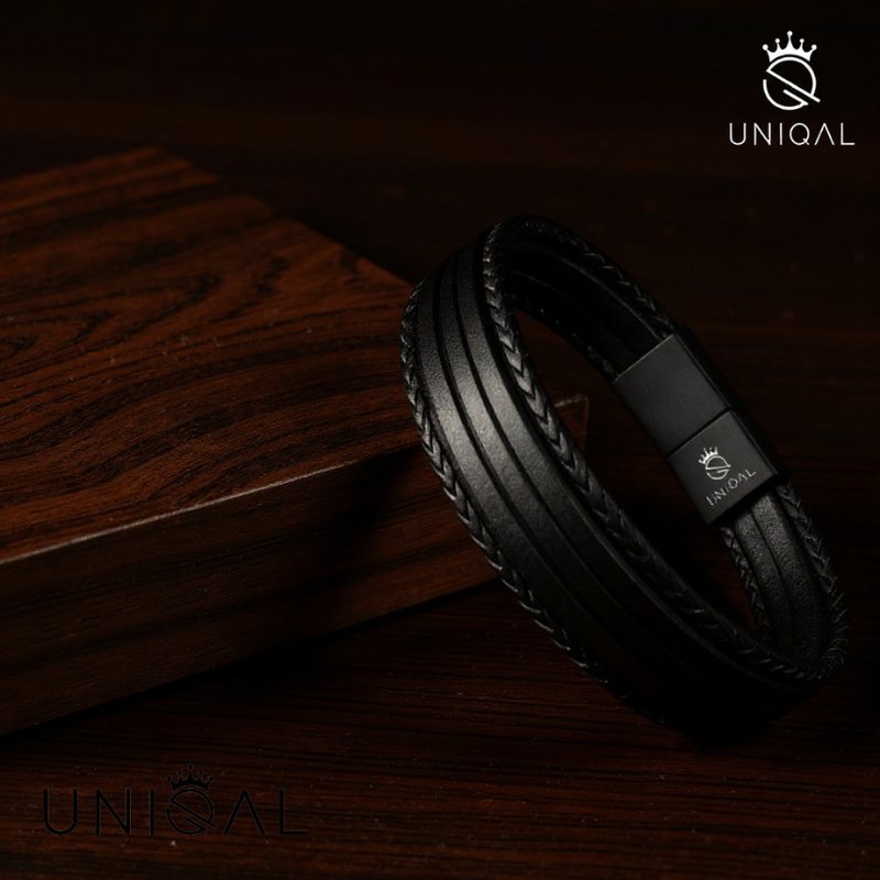 Uniqal Blacky Echtes Rindsleder Unisex Gravierbar Verstellbar Mit Verlängerungsglied Schwarz 19 21 23 Cm Gratis Etui