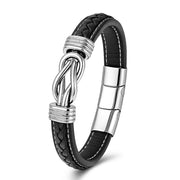Eternal Black Echtleder Unisex Armband Mit Edelstahl Element Gravierbar In Längen 19 21 Und 23 Cm Inklusive Luxus Etui