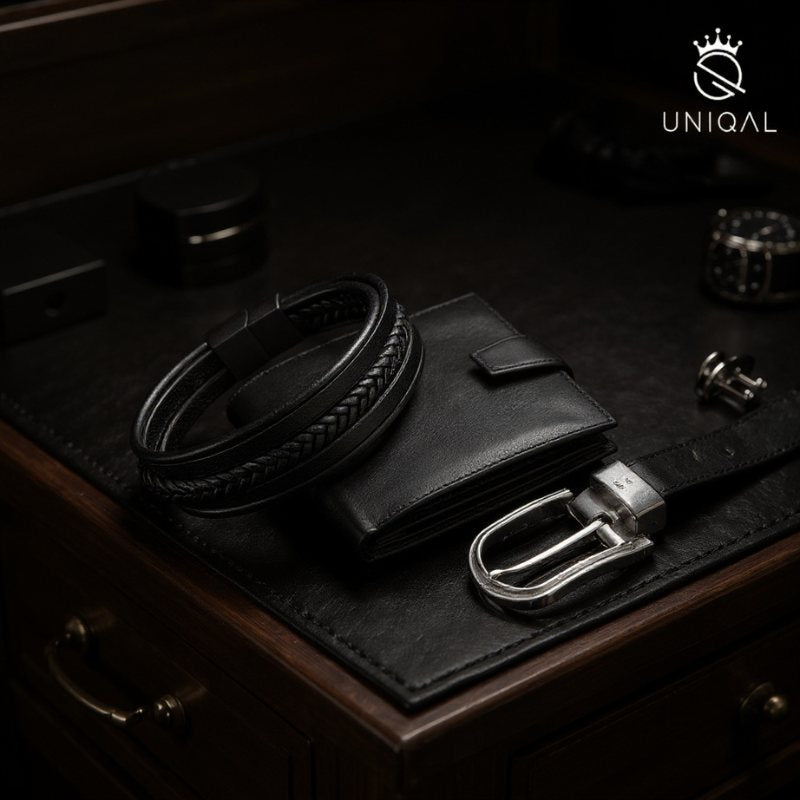 Multi Layer Armband Hochwertiges Rindsleder Mit Edelstahl Magnetverschluss Unisex Tiefschwarz 19 21 23 cm Geschenkbox