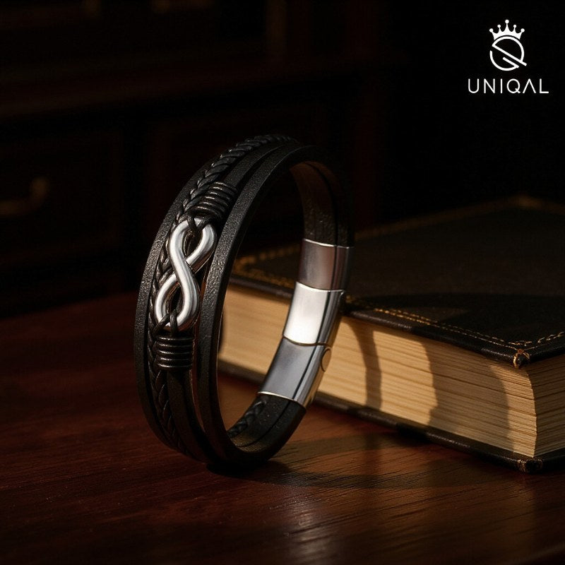 NICE Lederarmband Aus Echtem Schwarzem Rindleder Mit Edelstahl Besatz Unisex Gravierbar Größen 19 21 23 Cm Gratis Etui