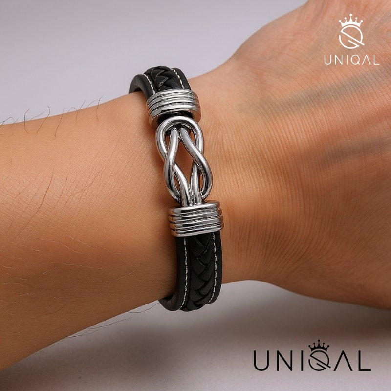 Eternal Black Echtleder Unisex Armband Mit Edelstahl Element Gravierbar In Längen 19 21 Und 23 Cm Inklusive Luxus Etui