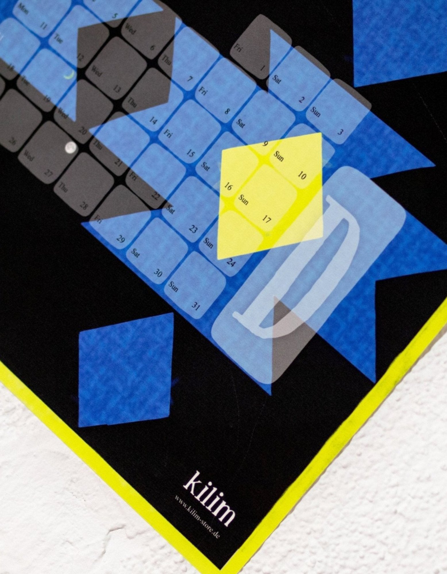 Wandkalender // Kilim Big Mountain blau grau