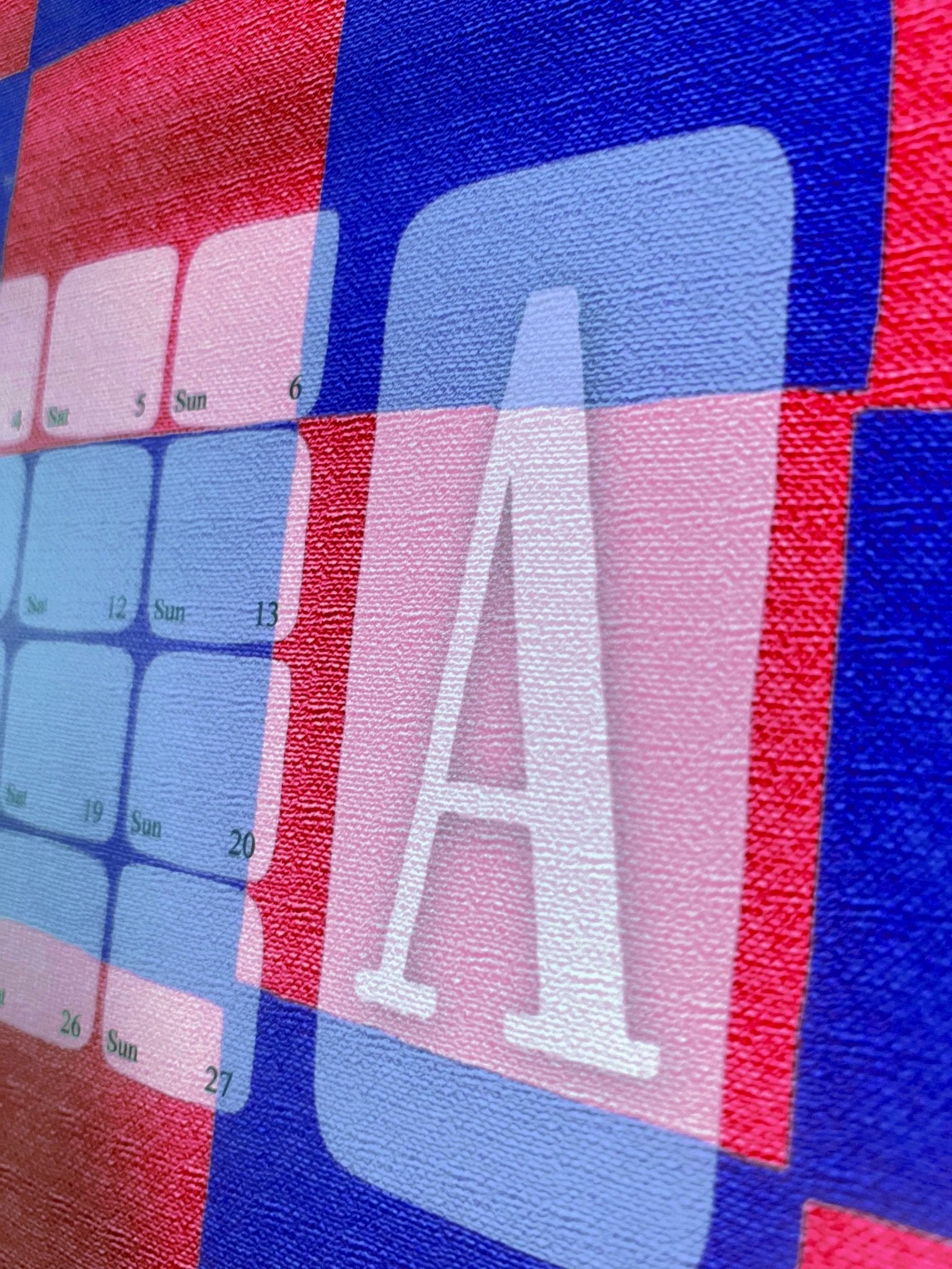 Wandkalender // Kilim Karo blau rot