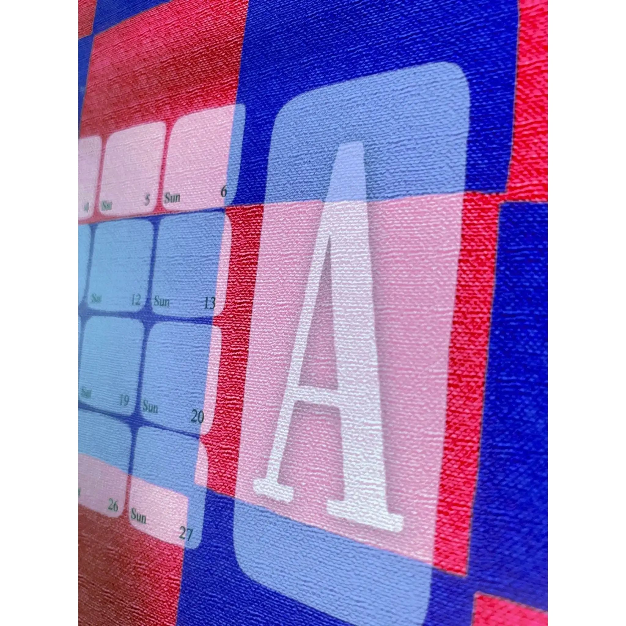 Wandkalender // Kilim Karo blau rot