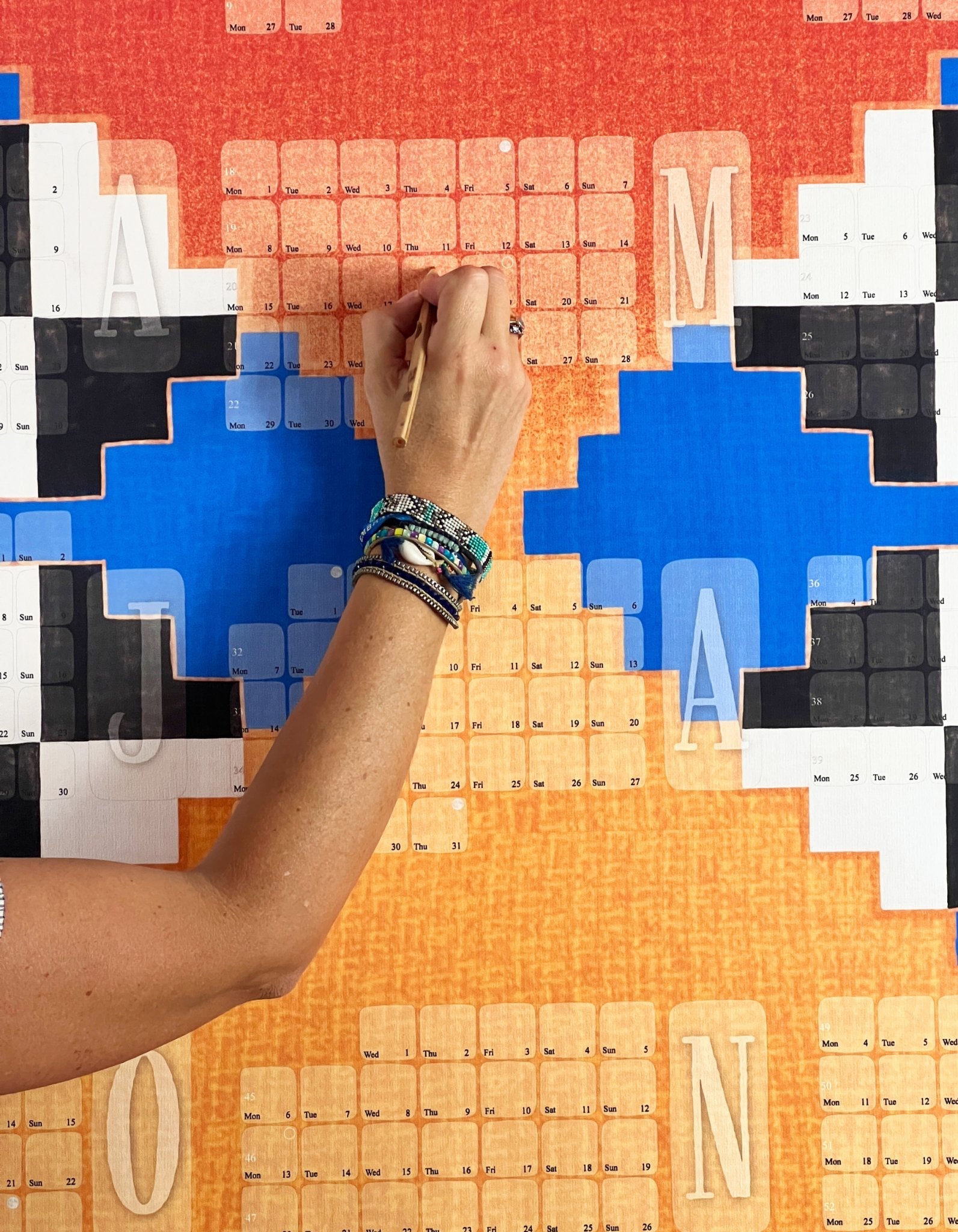 Wandkalender // Mexiko orange blau