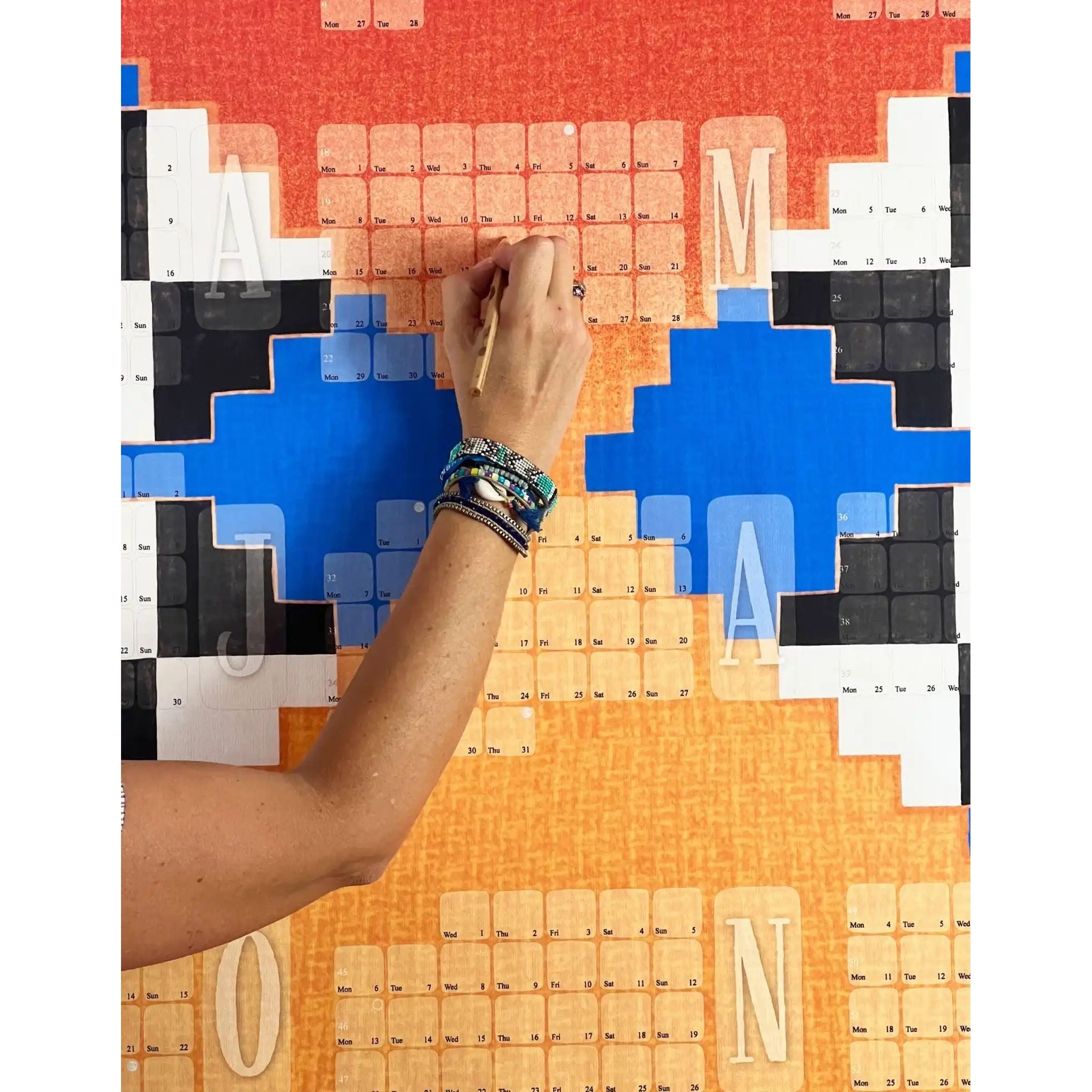 Wandkalender // Mexiko orange blau