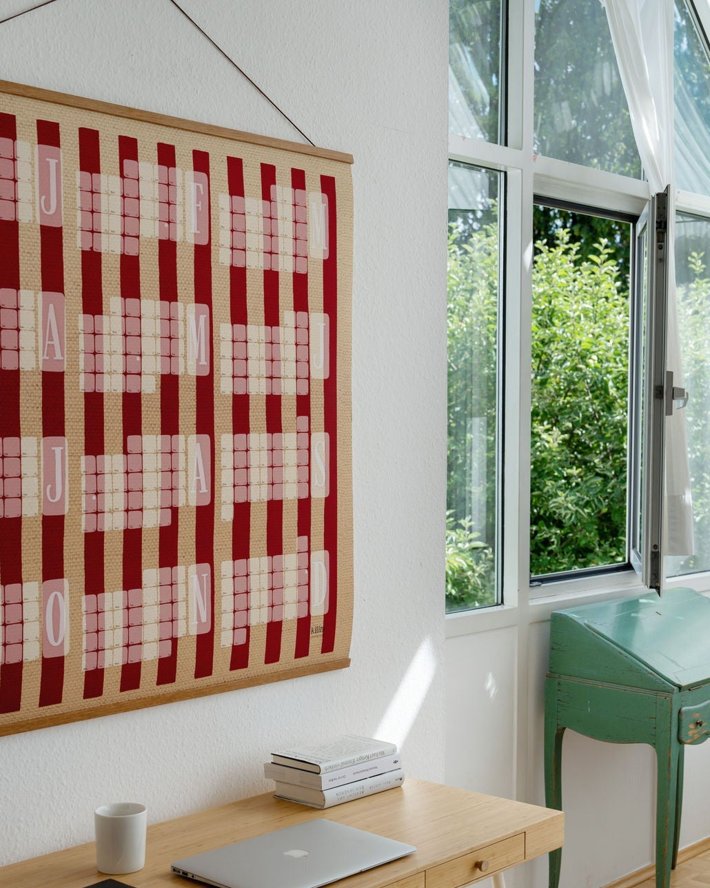 Wandkalender // Kilim Stripe creme rot