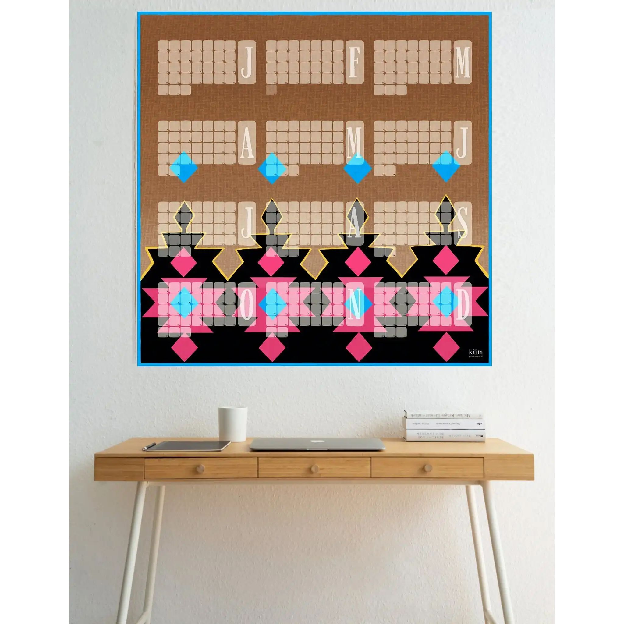 Wandkalender // Kilim Big Mountain braun pink