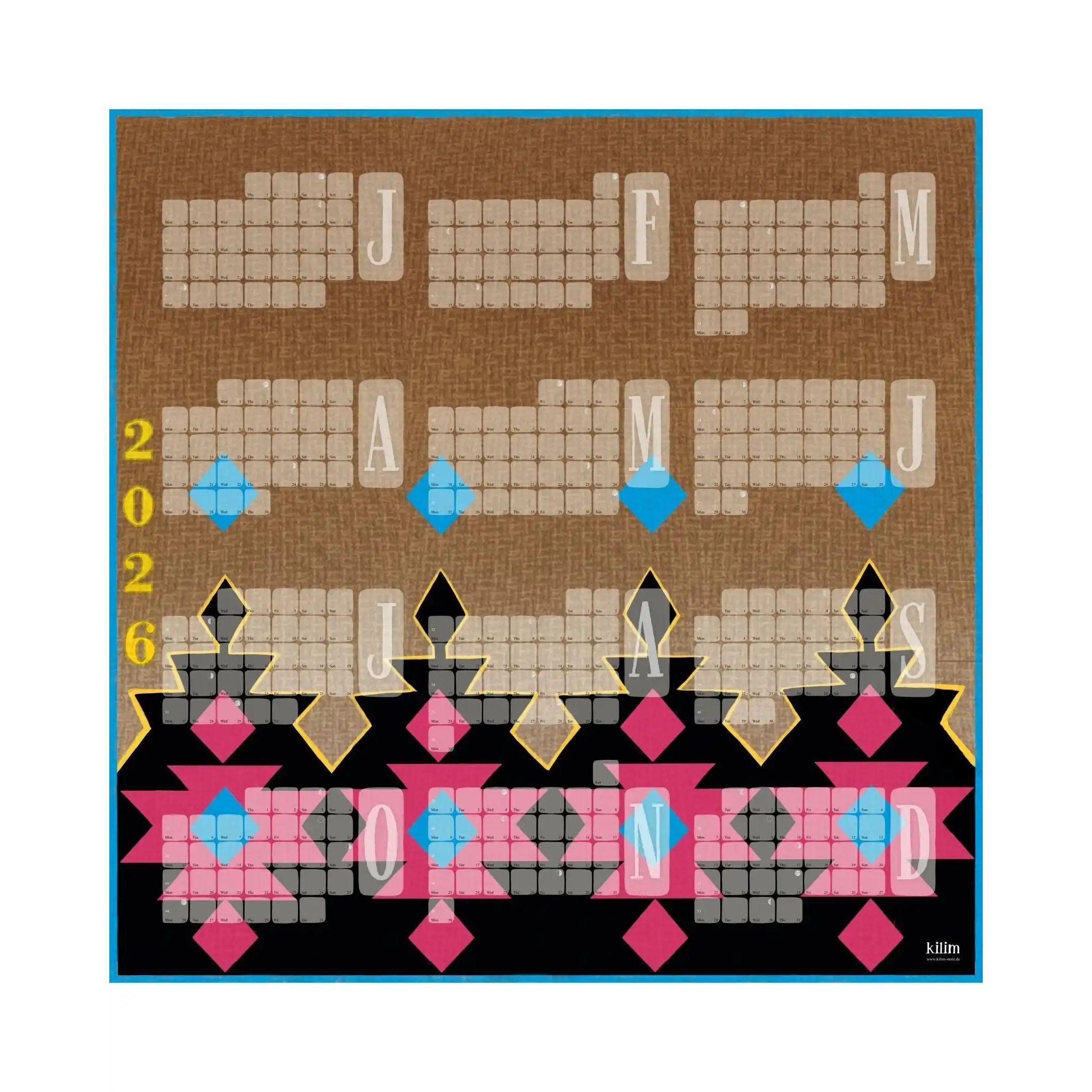 Wandkalender // Kilim Big Mountain braun pink