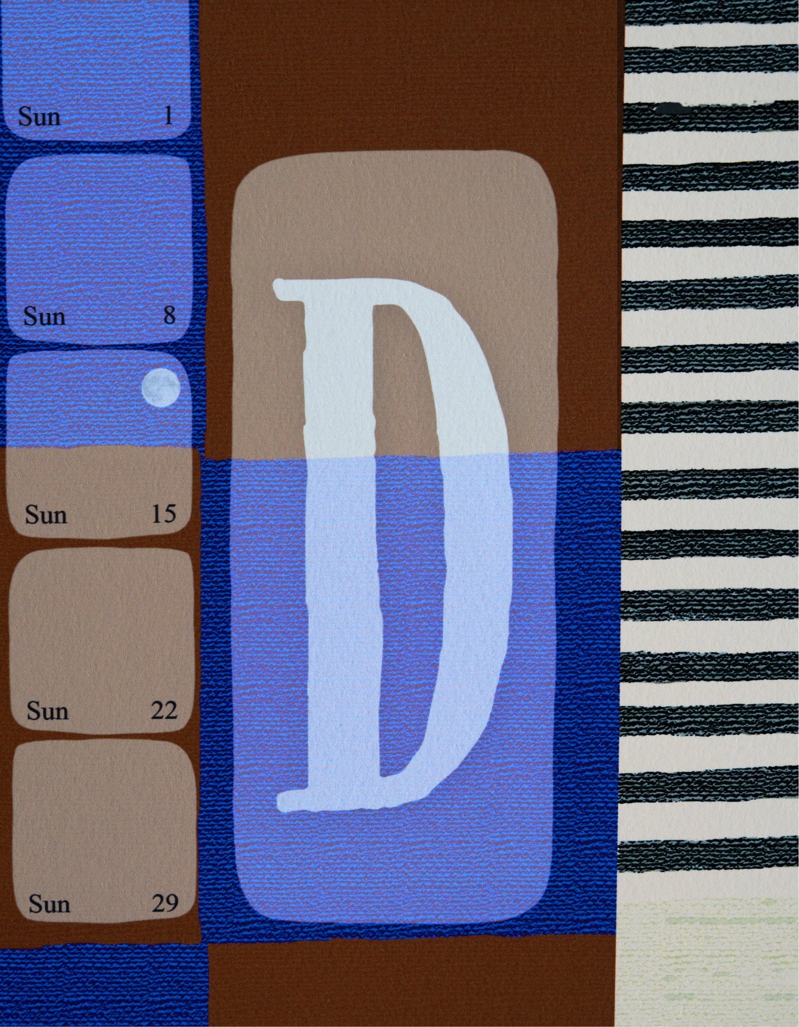 Wandkalender // Kilim Karo blau braun