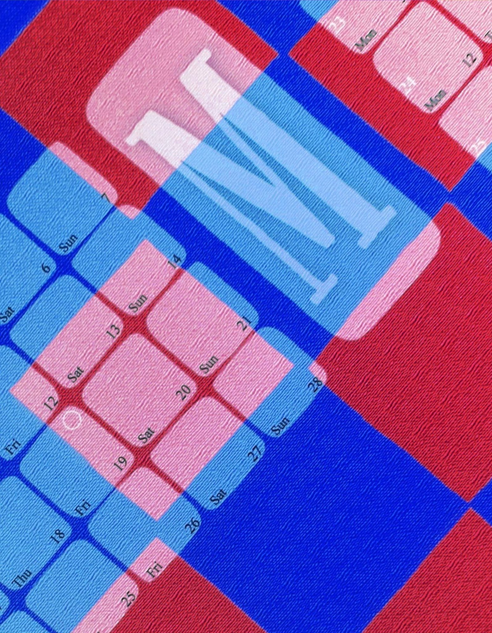 Wandkalender // Kilim Karo blau rot