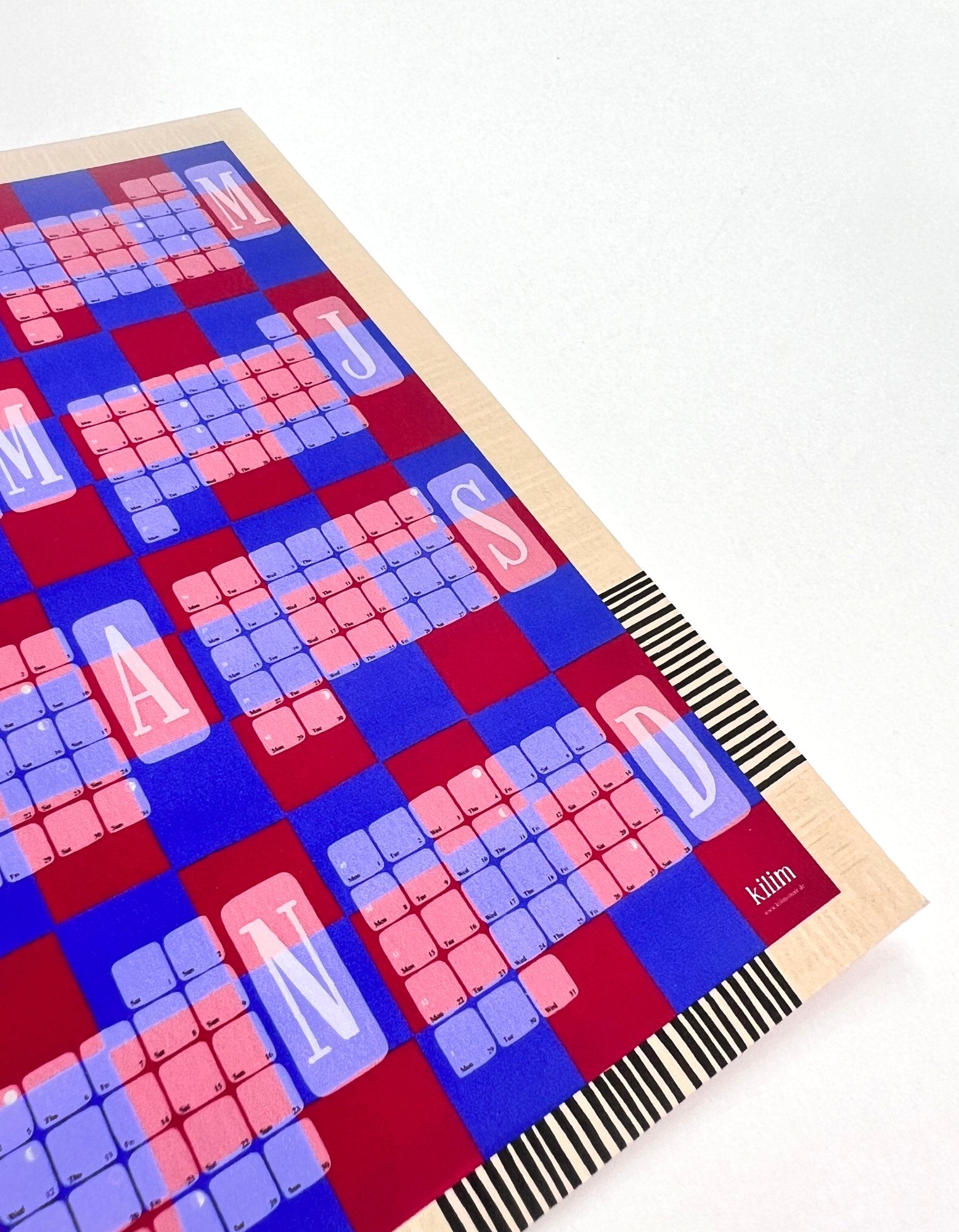 Wandkalender // Kilim Karo blau rot