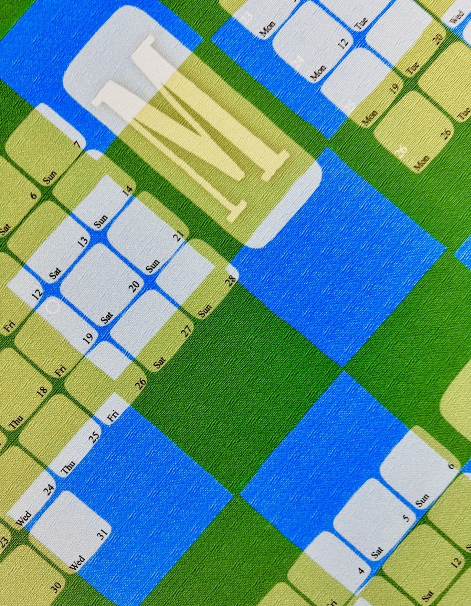 Wandkalender // Kilim Karo grün türkis