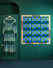 Wandkalender // Kilim Karo grün türkis