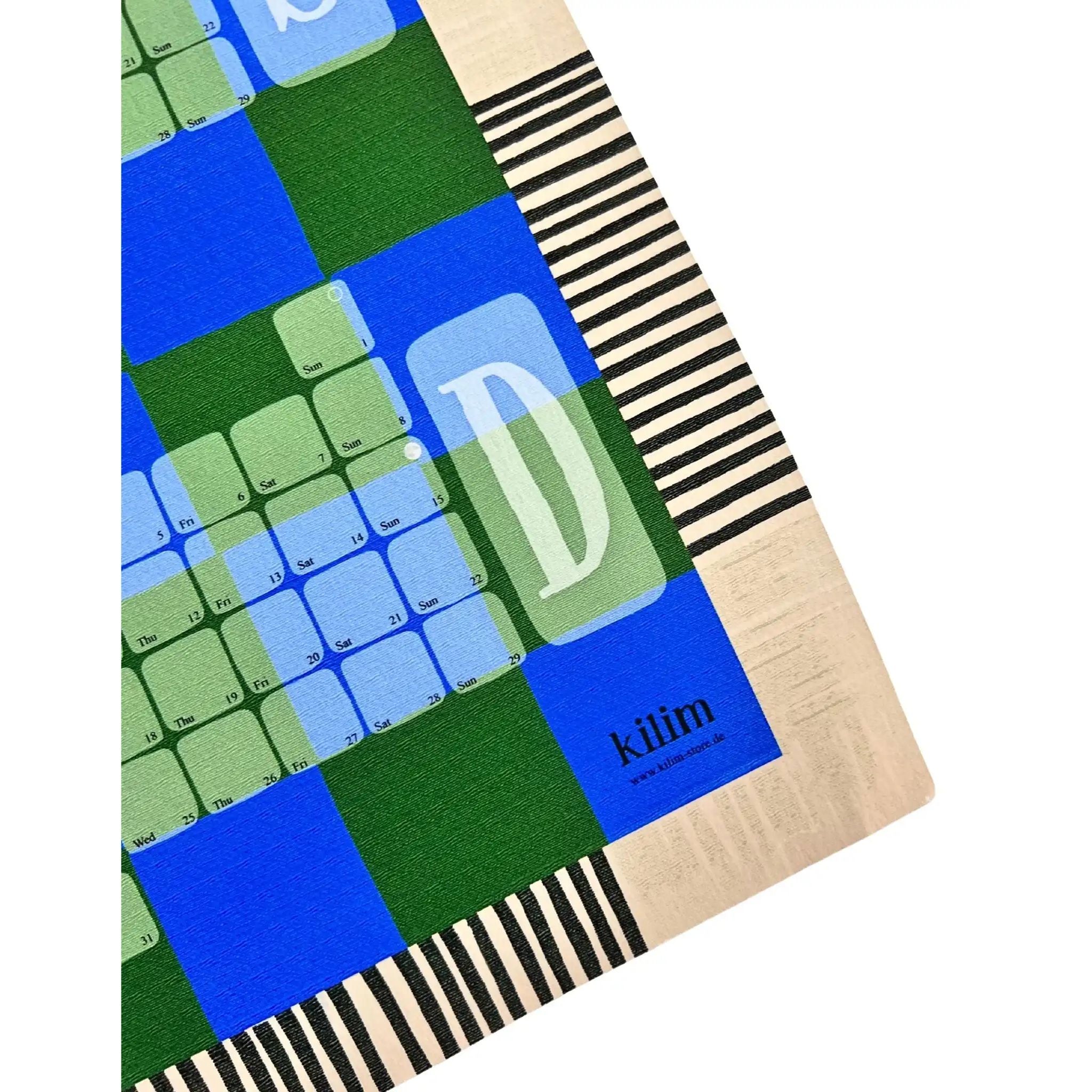 Wandkalender // Kilim Karo grün türkis
