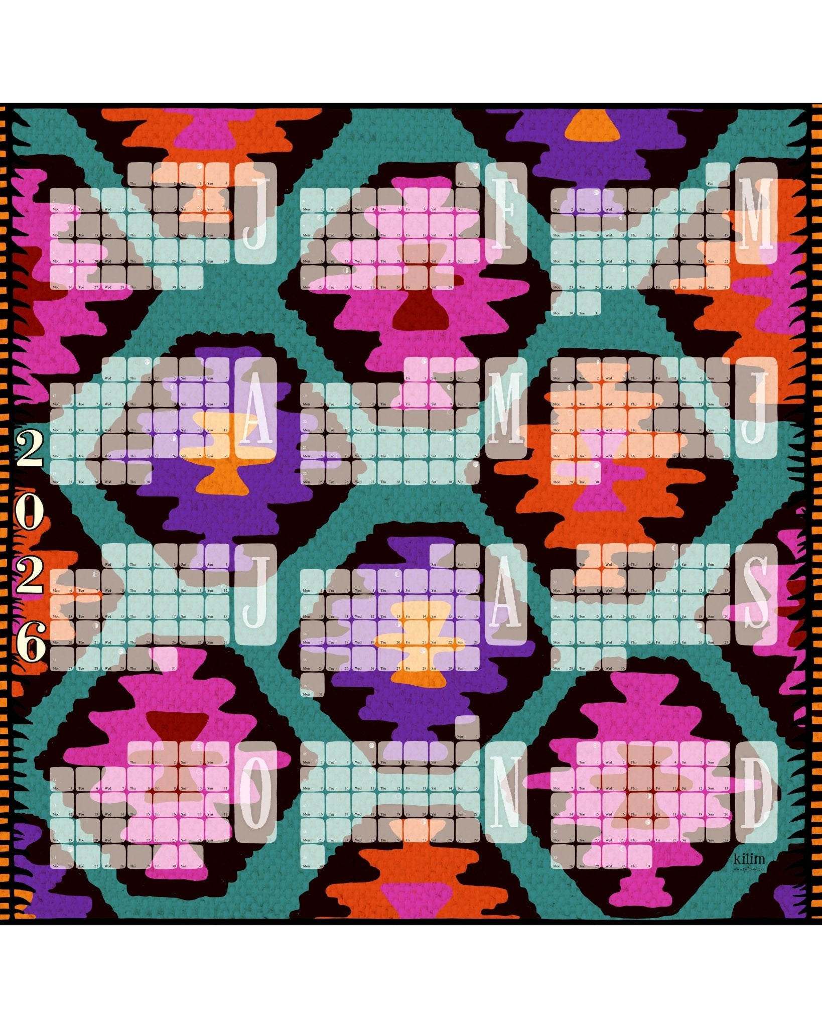 Wandkalender // Kilim Leo mint