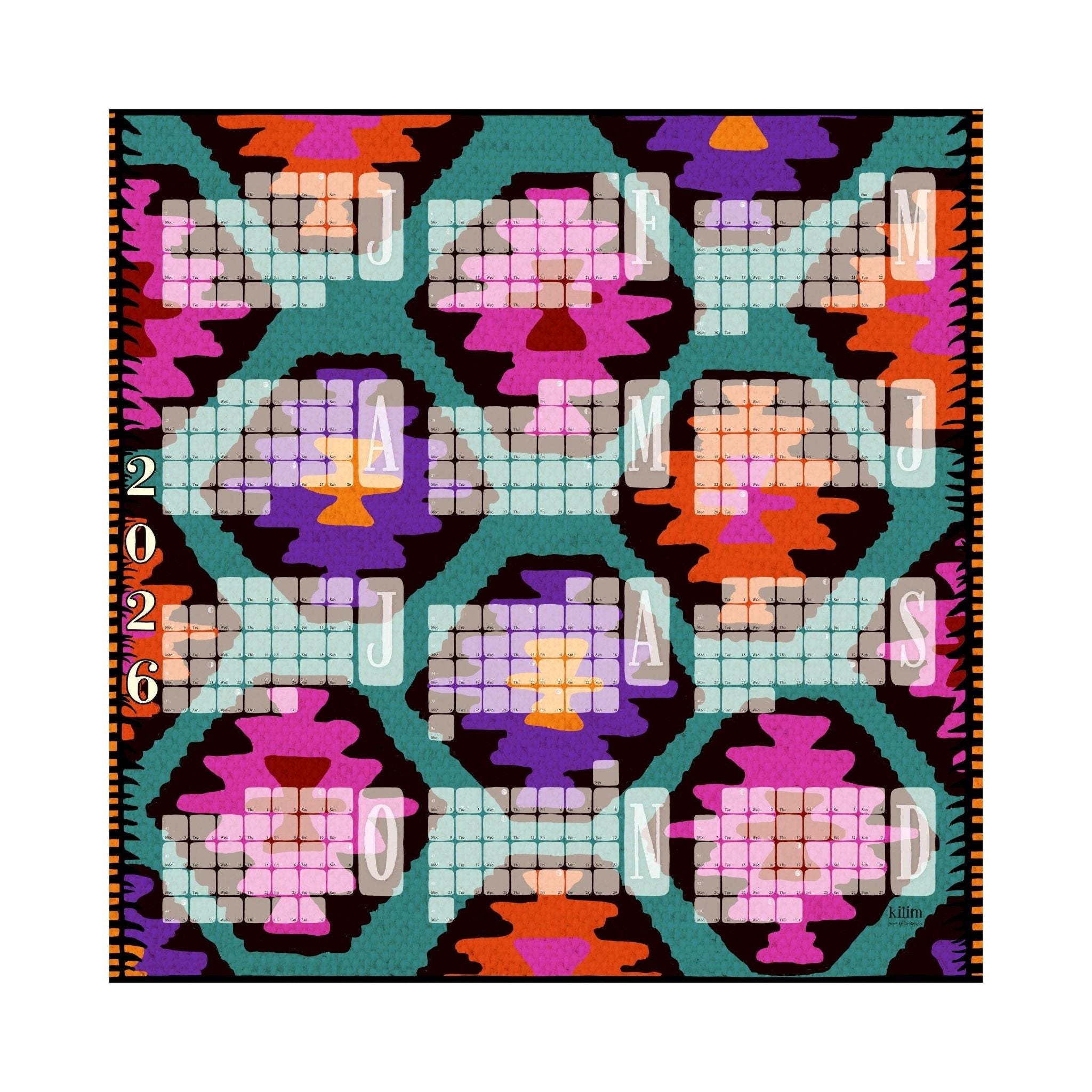 Wandkalender // Kilim Leo mint