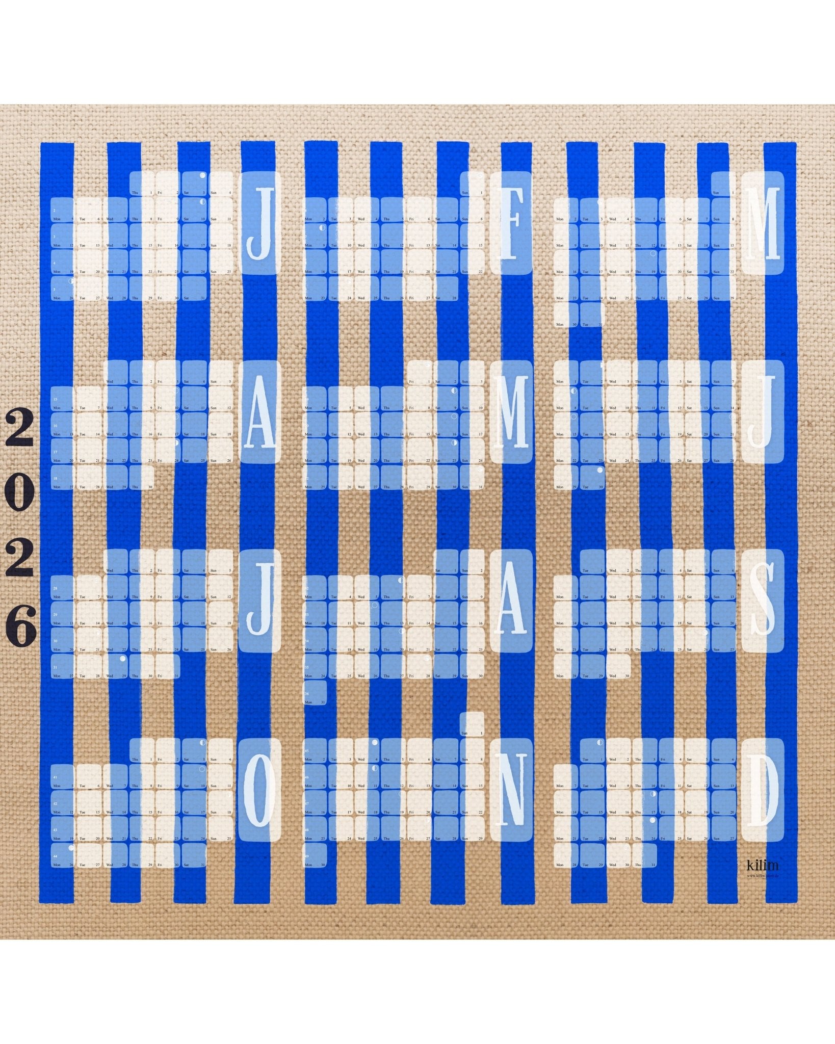 Wandkalender // Kilim Stripe creme blau