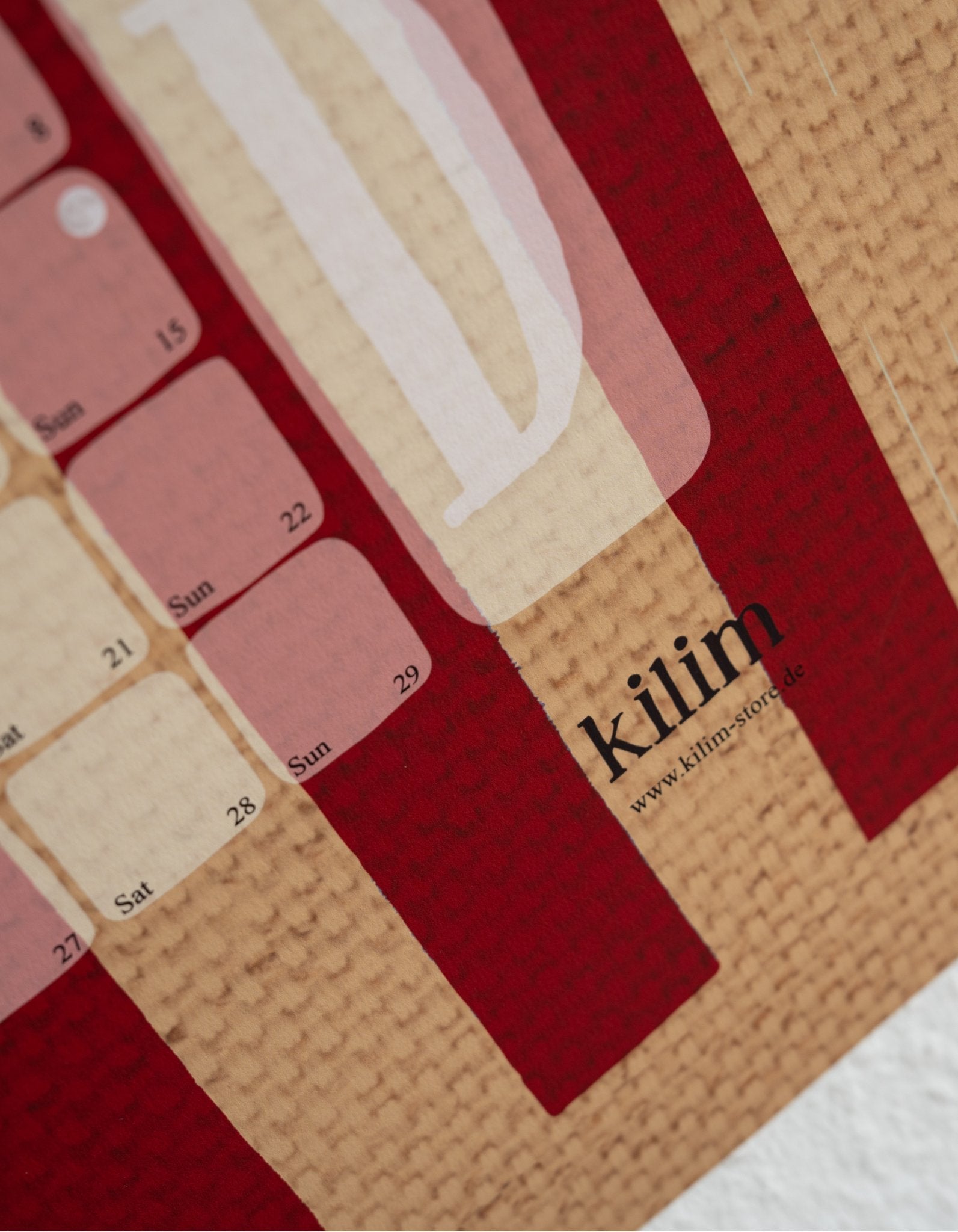 Wandkalender // Kilim Stripe creme rot