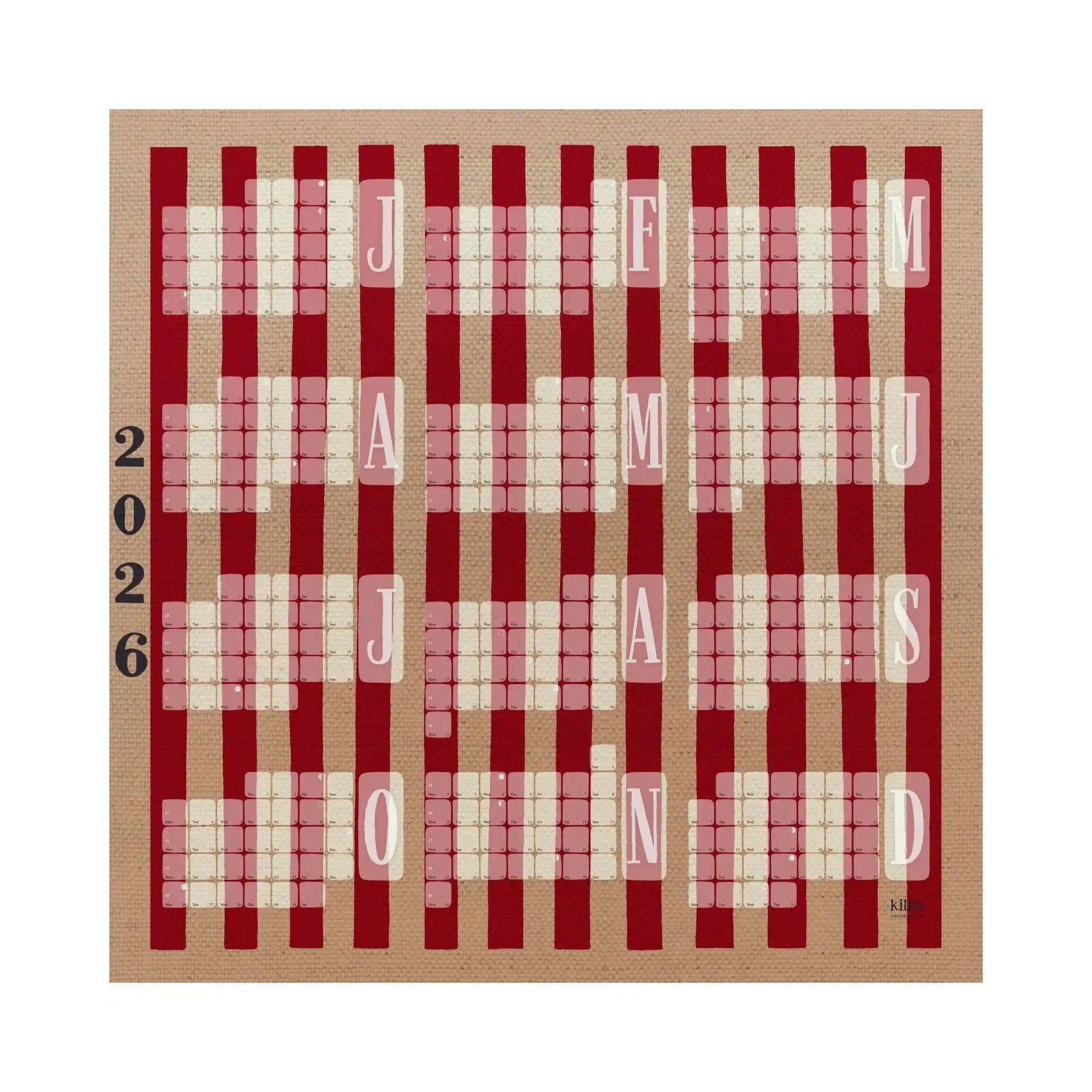 Wandkalender // Kilim Stripe creme rot