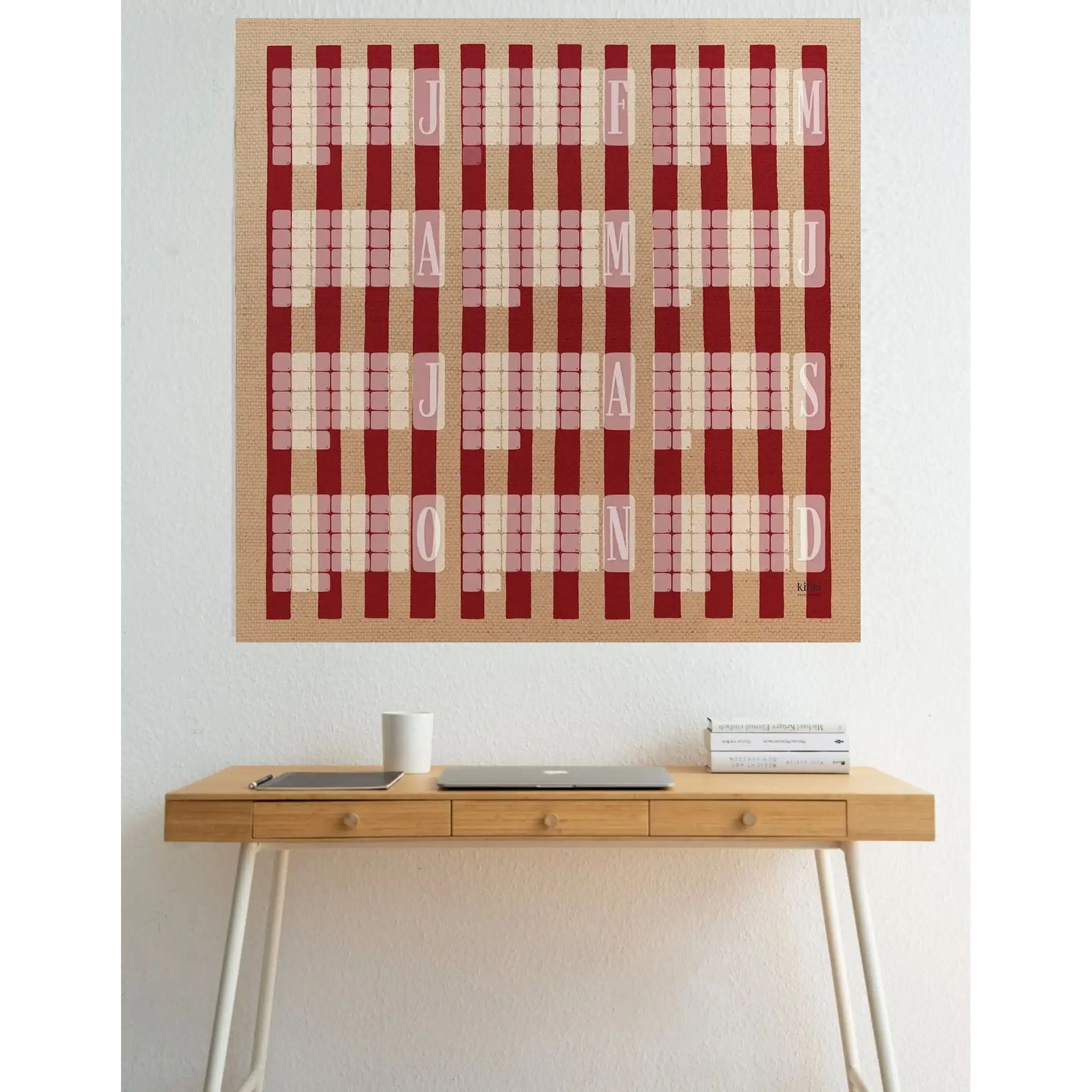 Wandkalender // Kilim Stripe creme rot
